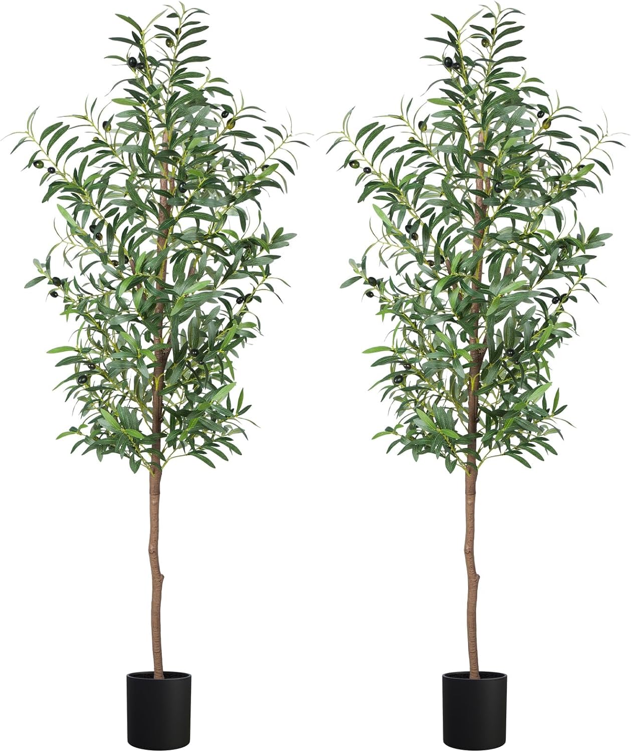 Artificial Olive Tree, 4FT Tall Faux Olive Trees 48in Outdoor Fake Potted Silk Plant with Trunk and Realistic 436 Leaves and 16 Fruits for Modern Office Home Decor（1pack）