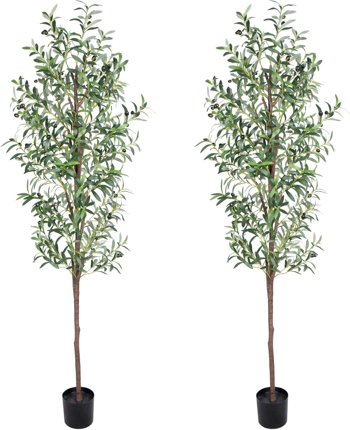 Artificial Olive Tree, 4FT Tall Faux Olive Trees 48in Outdoor Fake Potted Silk Plant with Trunk and Realistic 436 Leaves and 16 Fruits for Modern Office Home Decor（1pack）