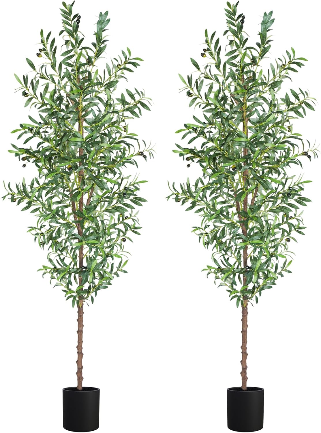 Artificial Olive Tree, 4FT Tall Faux Olive Trees 48in Outdoor Fake Potted Silk Plant with Trunk and Realistic 436 Leaves and 16 Fruits for Modern Office Home Decor（1pack）