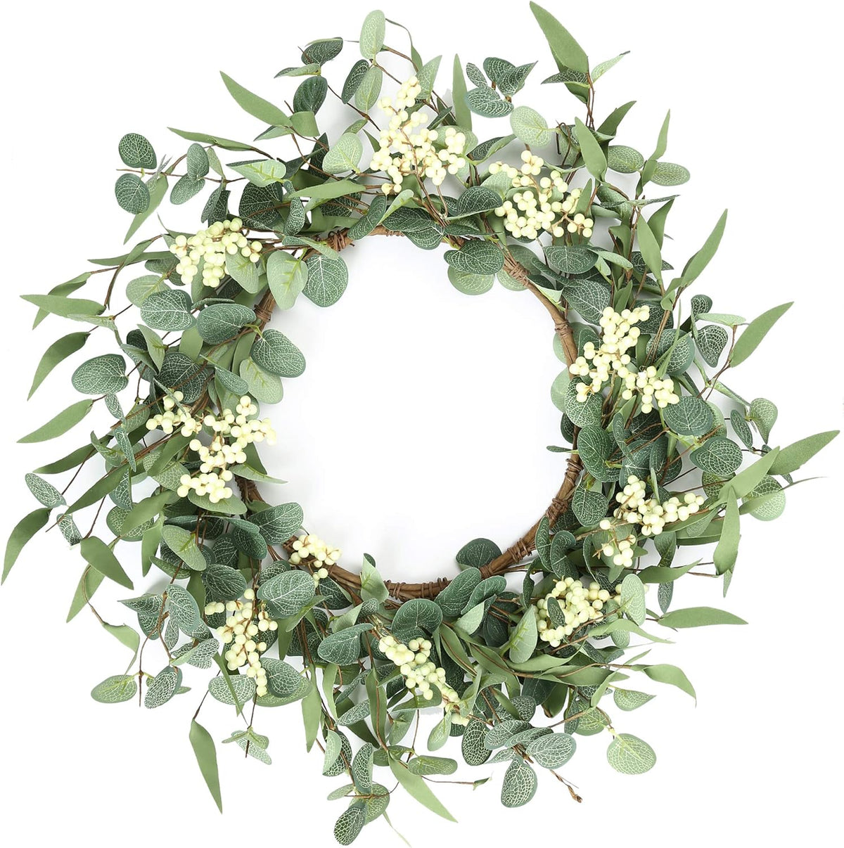 20'' Eucalyptus Wreath for Front Door Porch Decor, Spring Summer