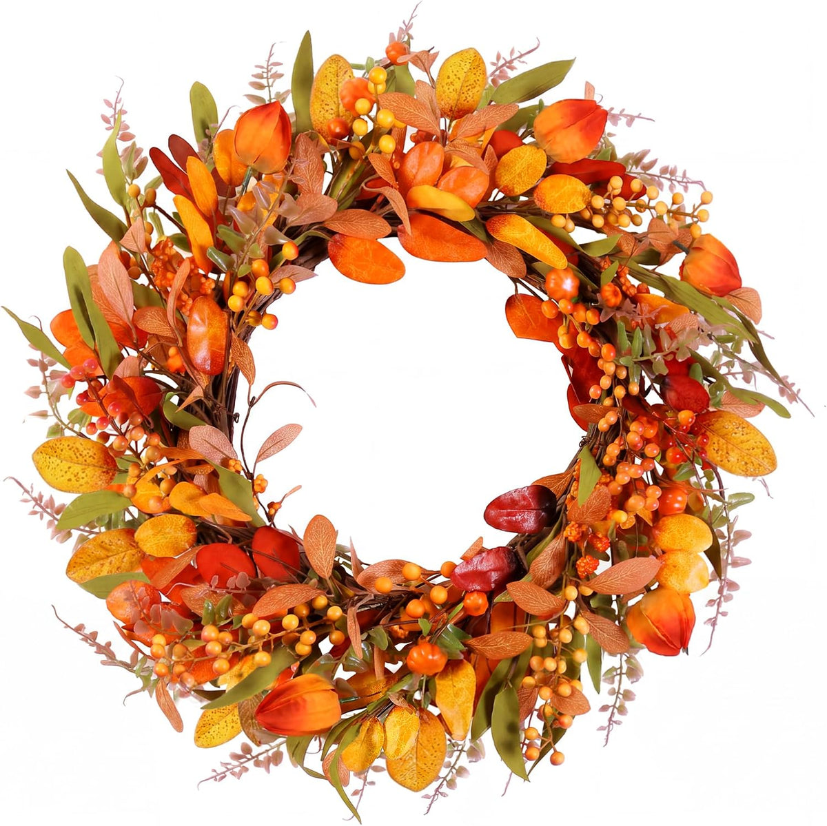 20'' Eucalyptus Wreath for Front Door Porch Decor, Spring Summer