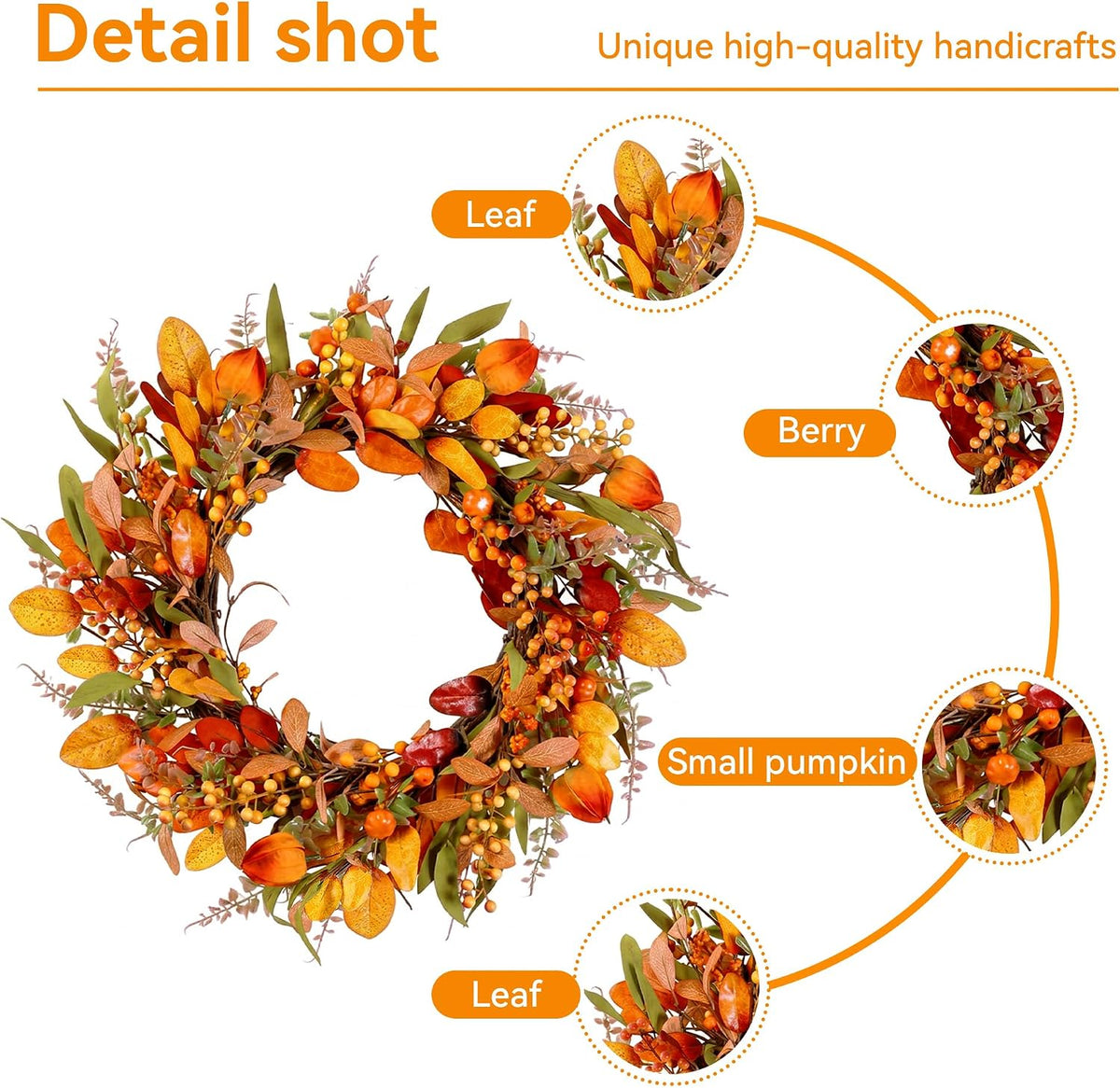 20'' Eucalyptus Wreath for Front Door Porch Decor, Spring Summer