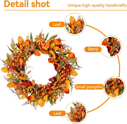 20'' Eucalyptus Wreath for Front Door Porch Decor, Spring Summer