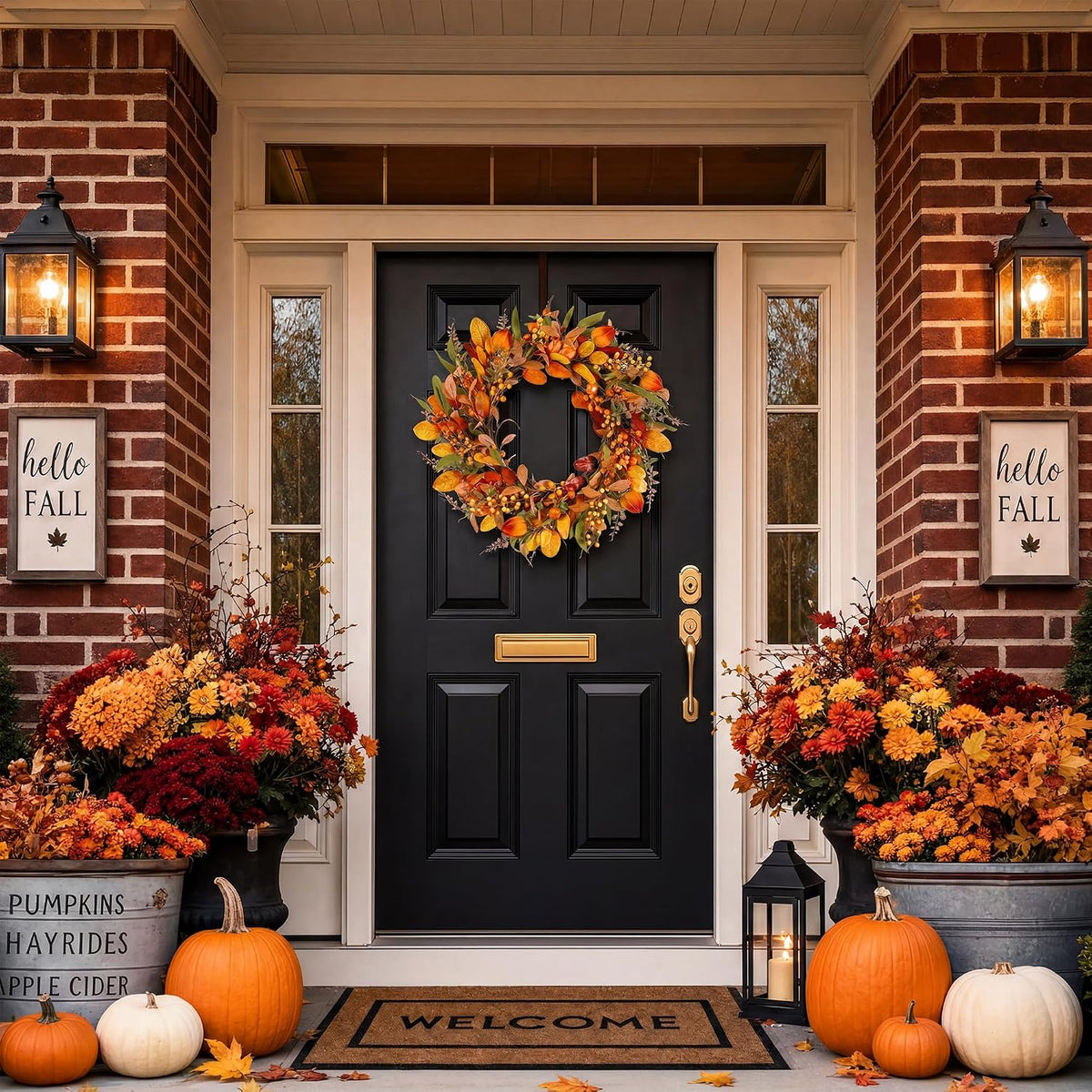 20'' Eucalyptus Wreath for Front Door Porch Decor, Spring Summer