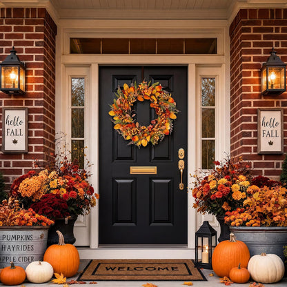 20'' Eucalyptus Wreath for Front Door Porch Decor, Spring Summer