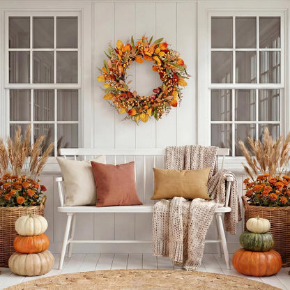 20'' Eucalyptus Wreath for Front Door Porch Decor, Spring Summer