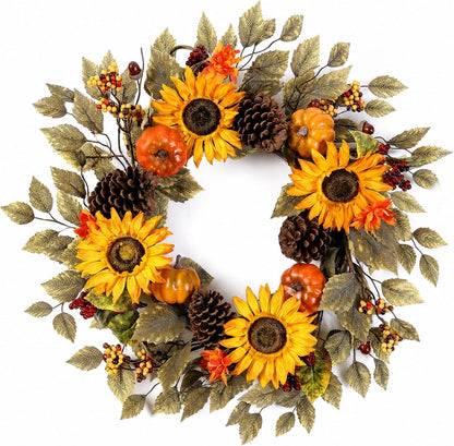 20'' Eucalyptus Wreath for Front Door Porch Decor, Spring Summer