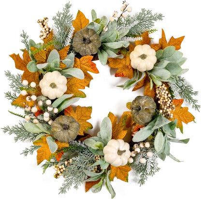 20'' Eucalyptus Wreath for Front Door Porch Decor, Spring Summer