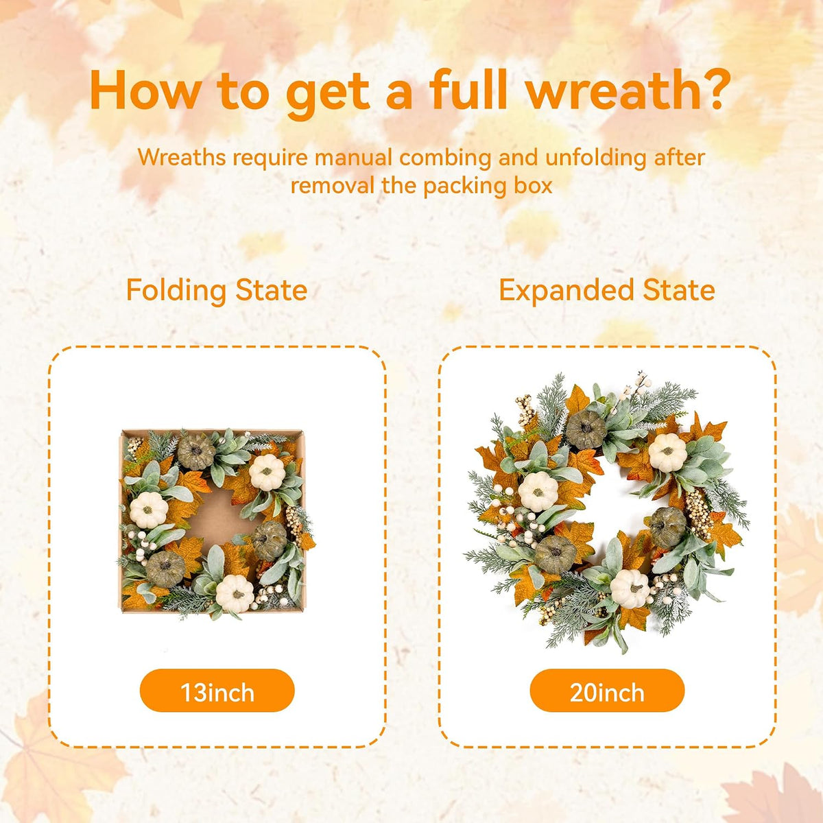 20'' Eucalyptus Wreath for Front Door Porch Decor, Spring Summer