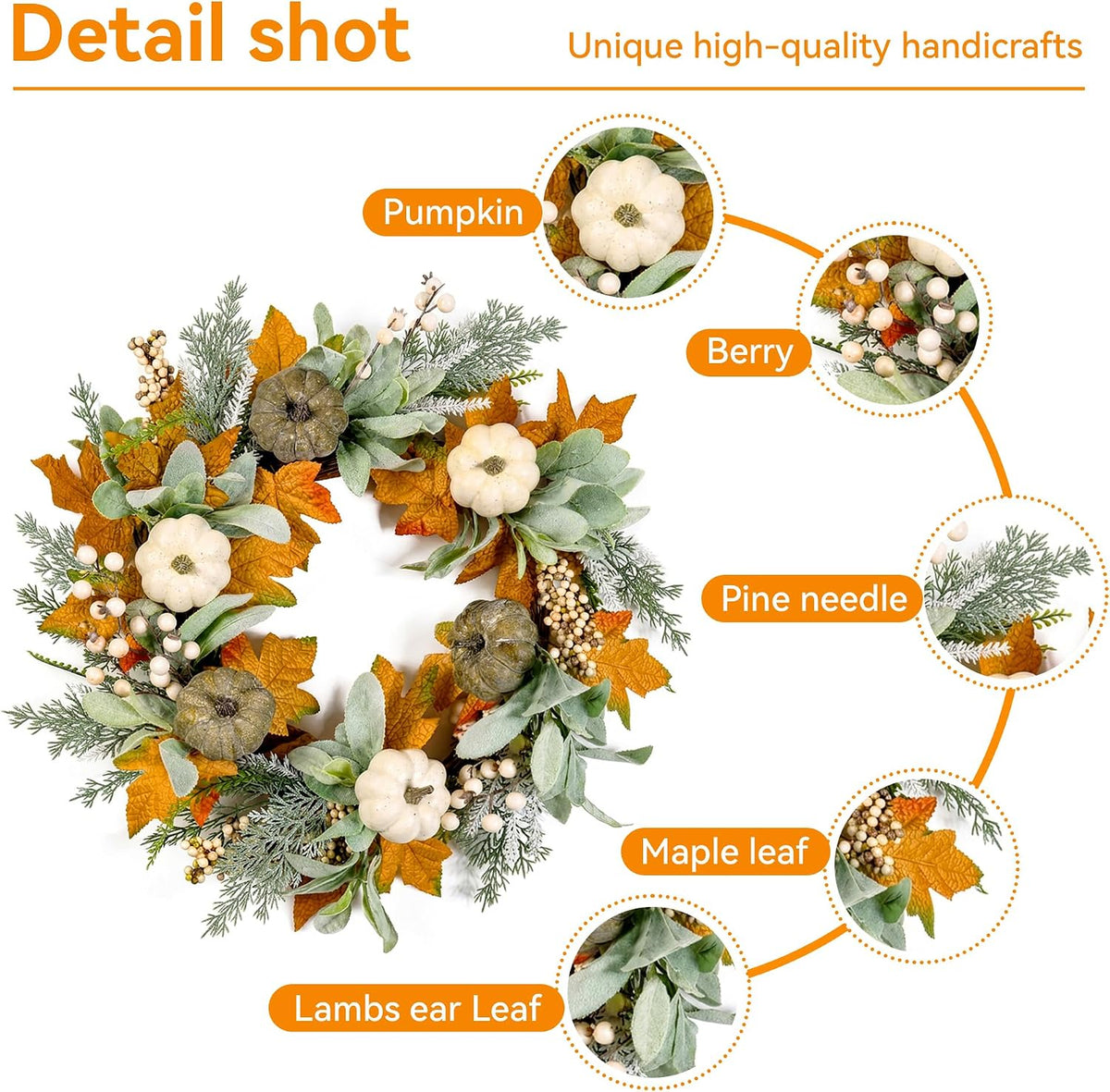 20'' Eucalyptus Wreath for Front Door Porch Decor, Spring Summer