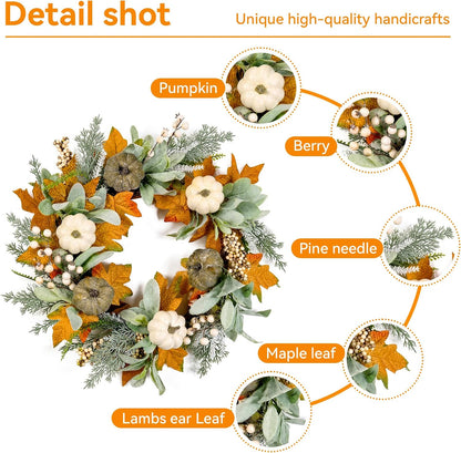 20'' Eucalyptus Wreath for Front Door Porch Decor, Spring Summer