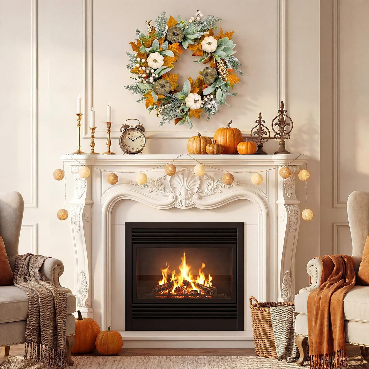 20'' Eucalyptus Wreath for Front Door Porch Decor, Spring Summer
