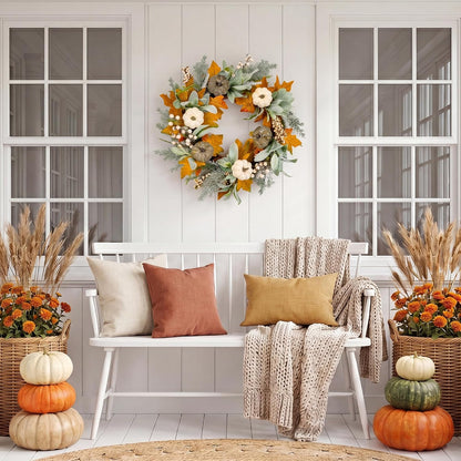20'' Eucalyptus Wreath for Front Door Porch Decor, Spring Summer