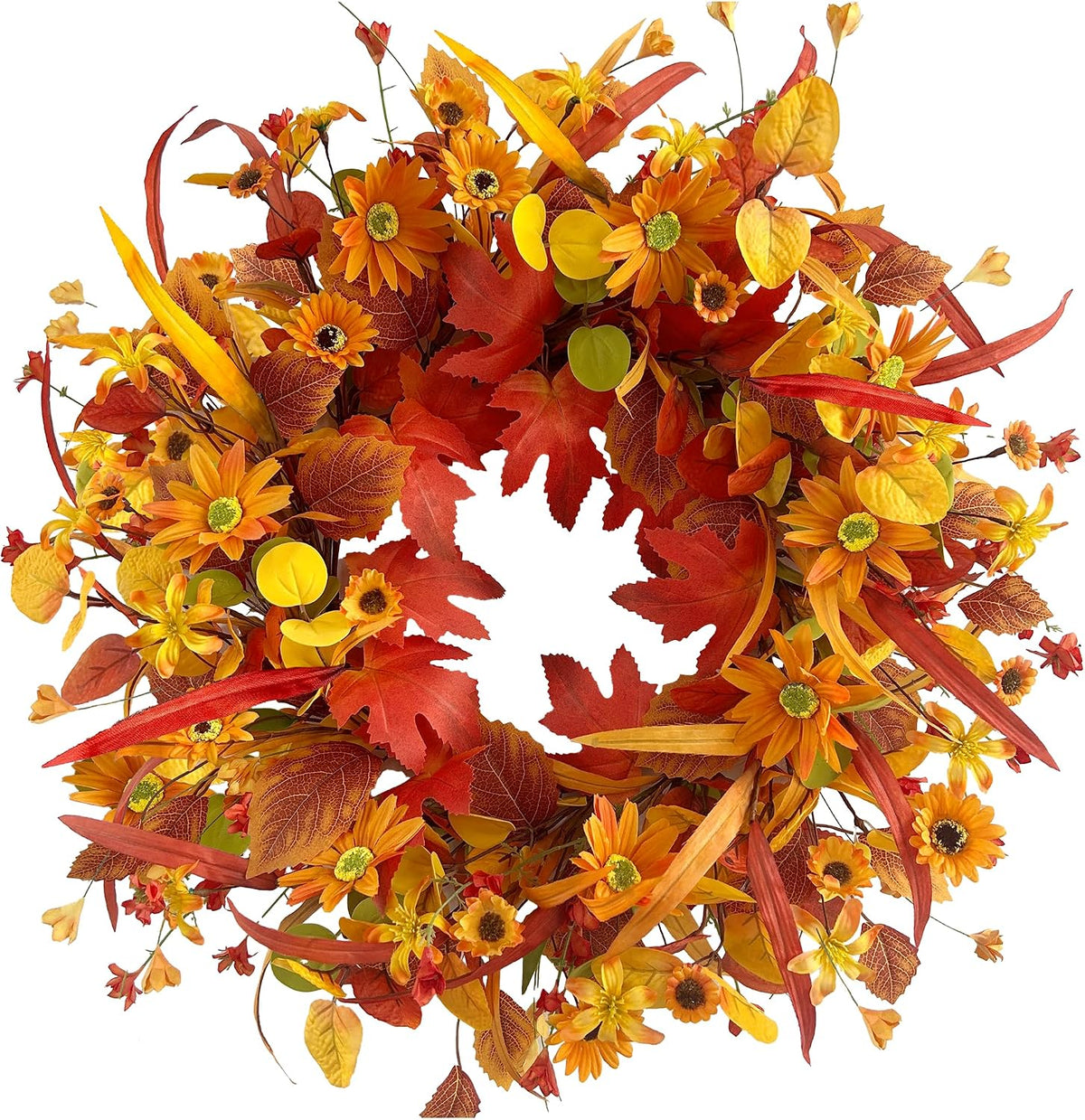 20'' Eucalyptus Wreath for Front Door Porch Decor, Spring Summer