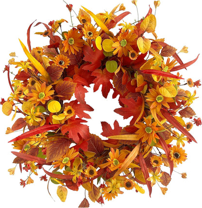 20'' Eucalyptus Wreath for Front Door Porch Decor, Spring Summer