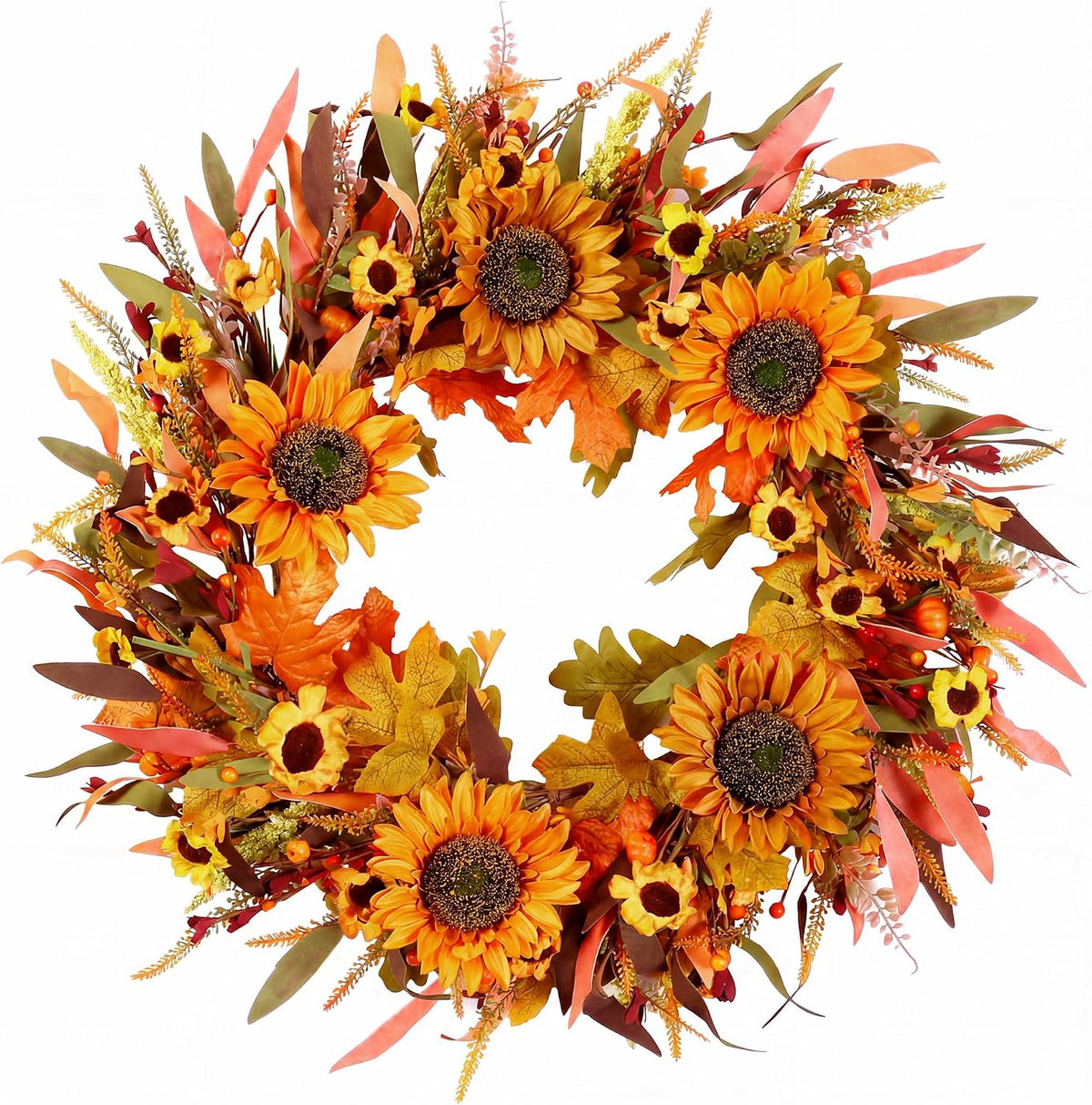 20'' Eucalyptus Wreath for Front Door Porch Decor, Spring Summer