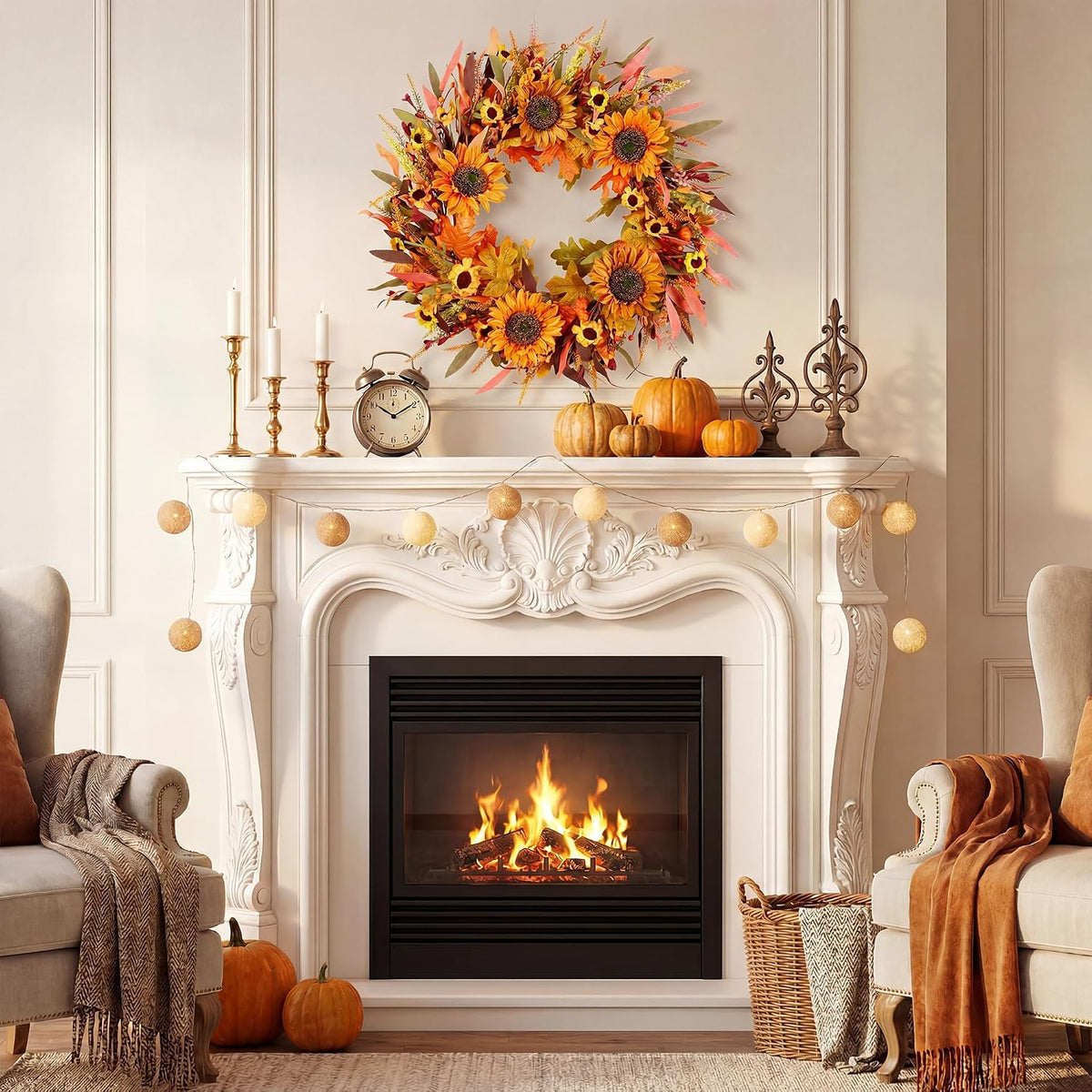 20'' Eucalyptus Wreath for Front Door Porch Decor, Spring Summer