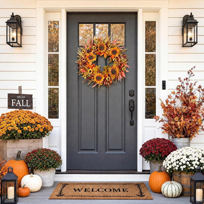20'' Eucalyptus Wreath for Front Door Porch Decor, Spring Summer