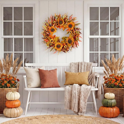 20'' Eucalyptus Wreath for Front Door Porch Decor, Spring Summer