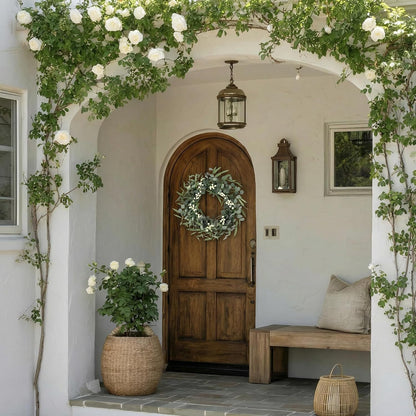 20'' Eucalyptus Wreath for Front Door Porch Decor, Spring Summer