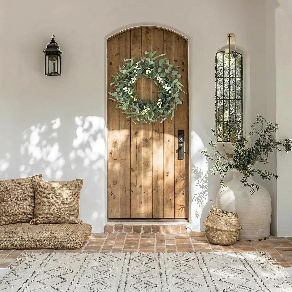 20'' Eucalyptus Wreath for Front Door Porch Decor, Spring Summer