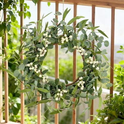20'' Eucalyptus Wreath for Front Door Porch Decor, Spring Summer