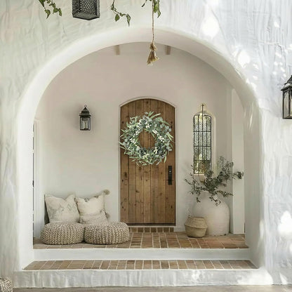 20'' Eucalyptus Wreath for Front Door Porch Decor, Spring Summer