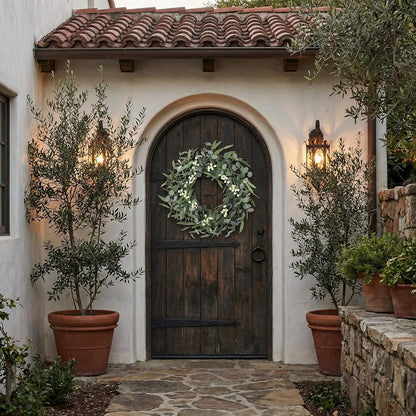20'' Eucalyptus Wreath for Front Door Porch Decor, Spring Summer