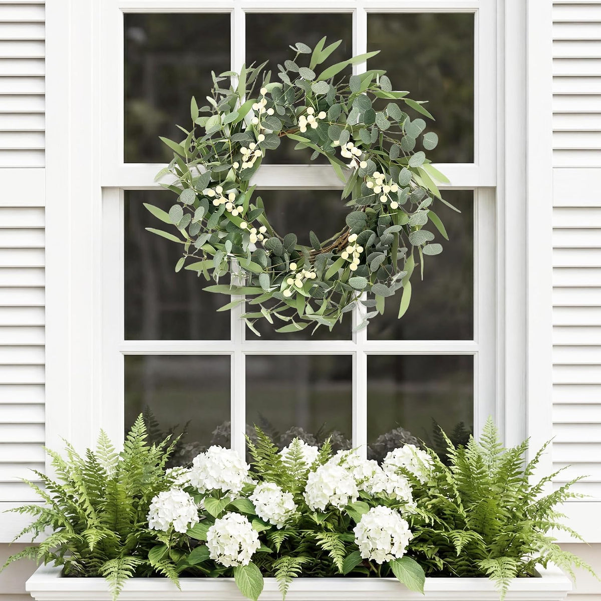 20'' Eucalyptus Wreath for Front Door Porch Decor, Spring Summer