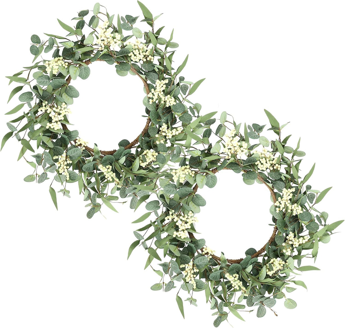 20'' Eucalyptus Wreath for Front Door Porch Decor, Spring Summer