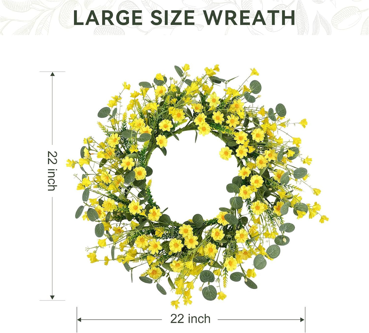20'' Eucalyptus Wreath for Front Door Porch Decor, Spring Summer