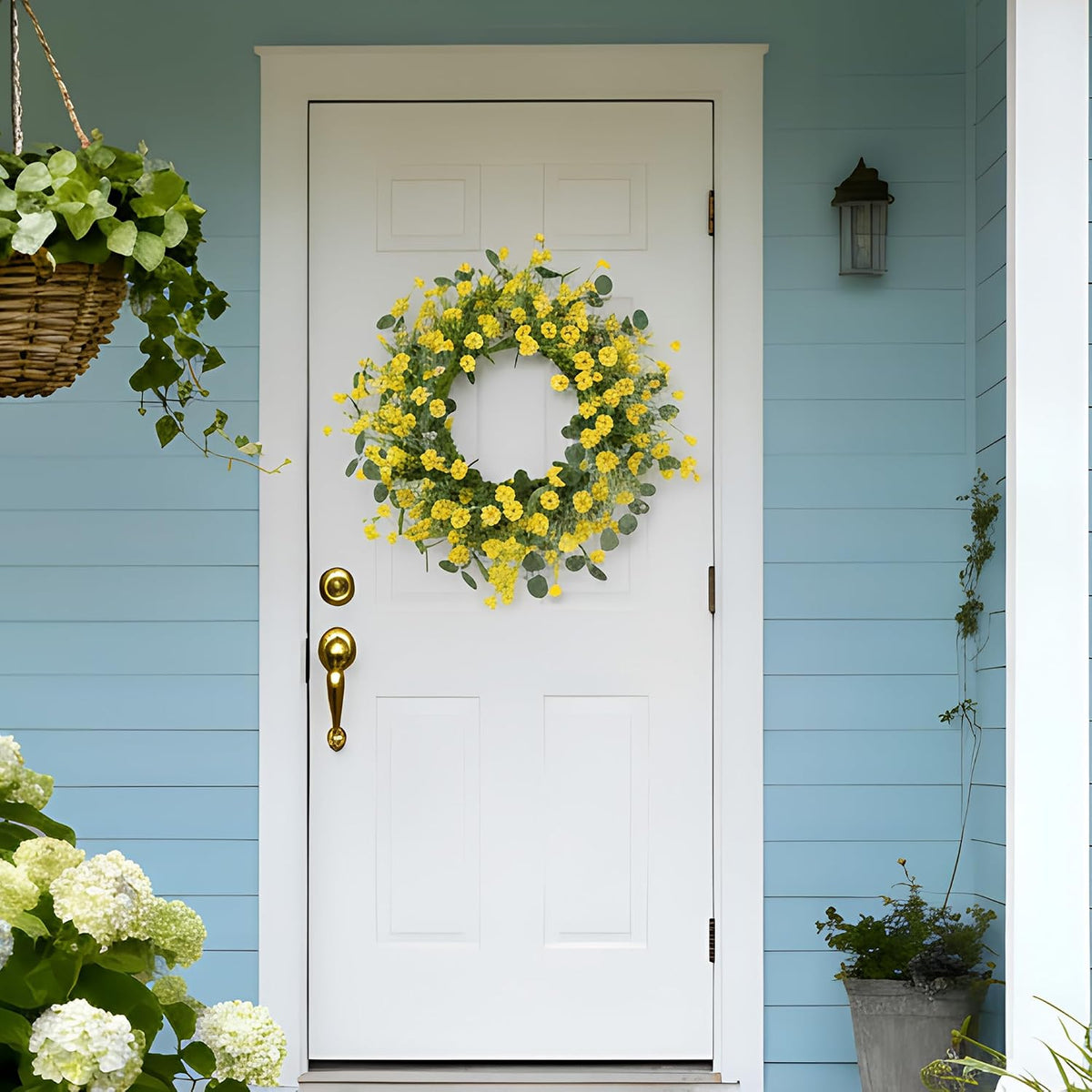 20'' Eucalyptus Wreath for Front Door Porch Decor, Spring Summer