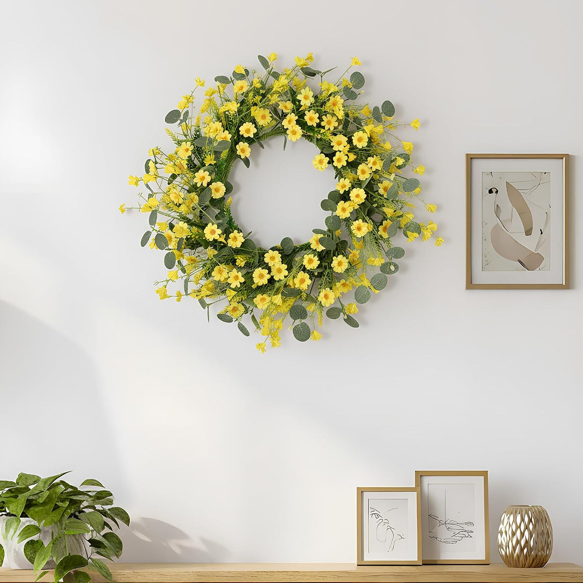 20'' Eucalyptus Wreath for Front Door Porch Decor, Spring Summer