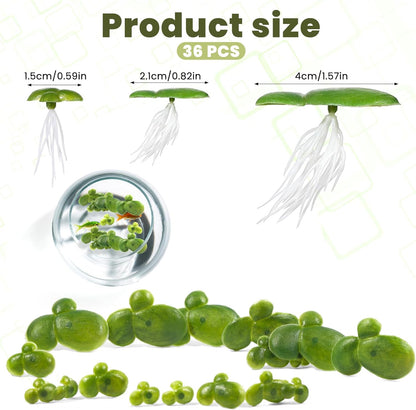 36 Pack Artificial Mini Duckweed with Root, Artificial Floating Plant Plastic Aquarium Simulation Floating Plants for Aquarium Tank Decor