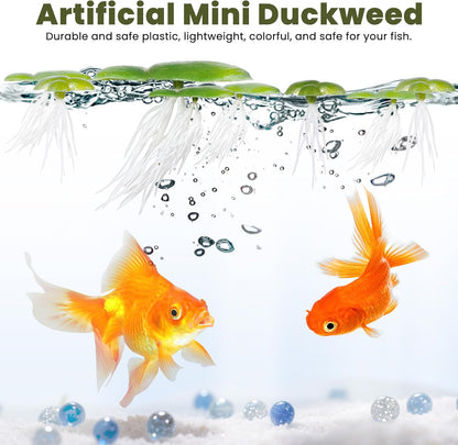 36 Pack Artificial Mini Duckweed with Root, Artificial Floating Plant Plastic Aquarium Simulation Floating Plants for Aquarium Tank Decor