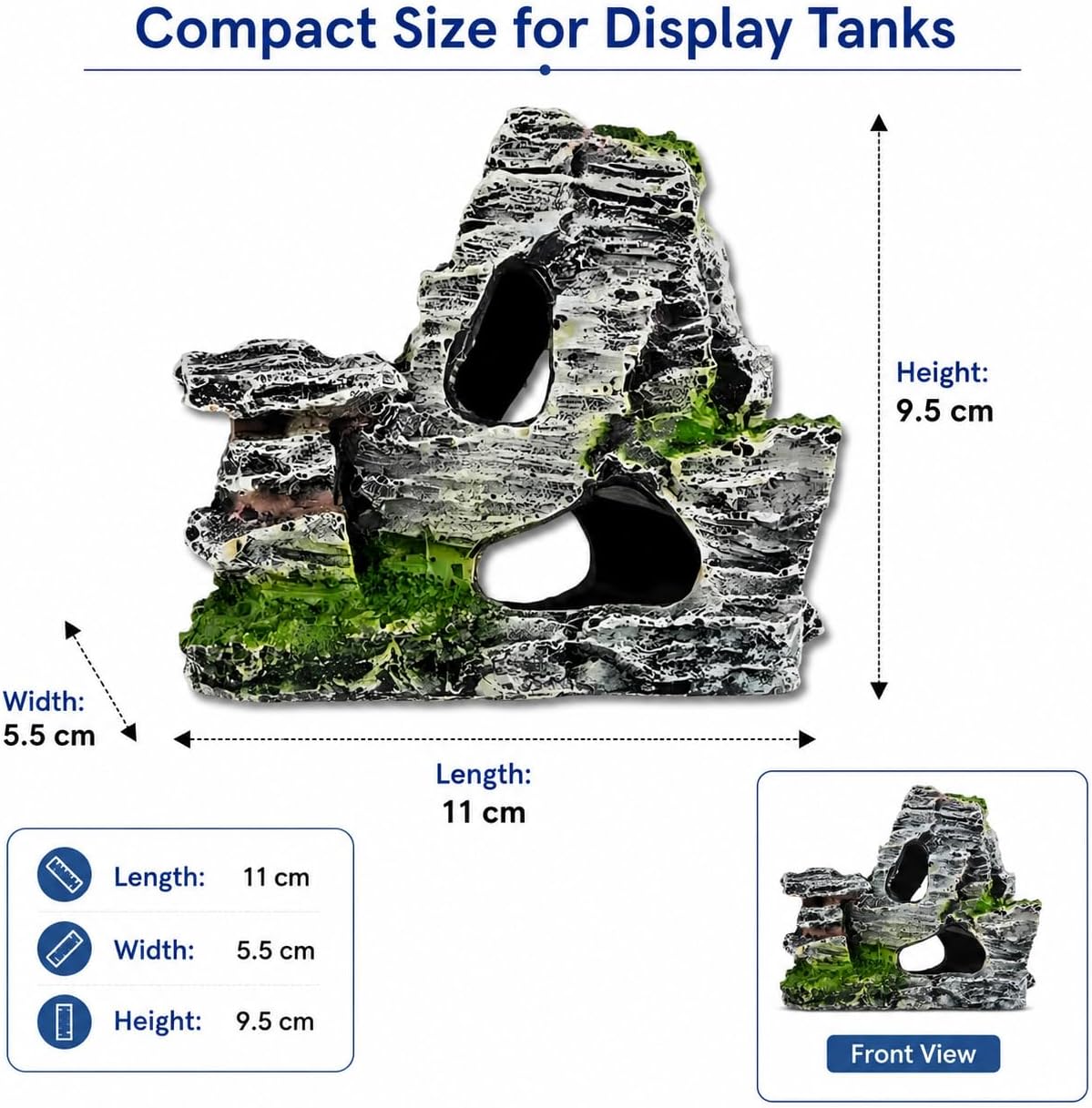 Artificial Moss Rock Cave Aquarium Decor, Fish Tank Hideout, Mountain Terrain Ornament