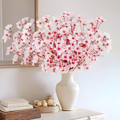 Artificial Cherry Blossom Branches, Faux Silk Cherry Blossom Flowers Fake Spring Cherry Blossom Floral Stems for Vase Wedding Table Centerpieces Indoor Home Decor