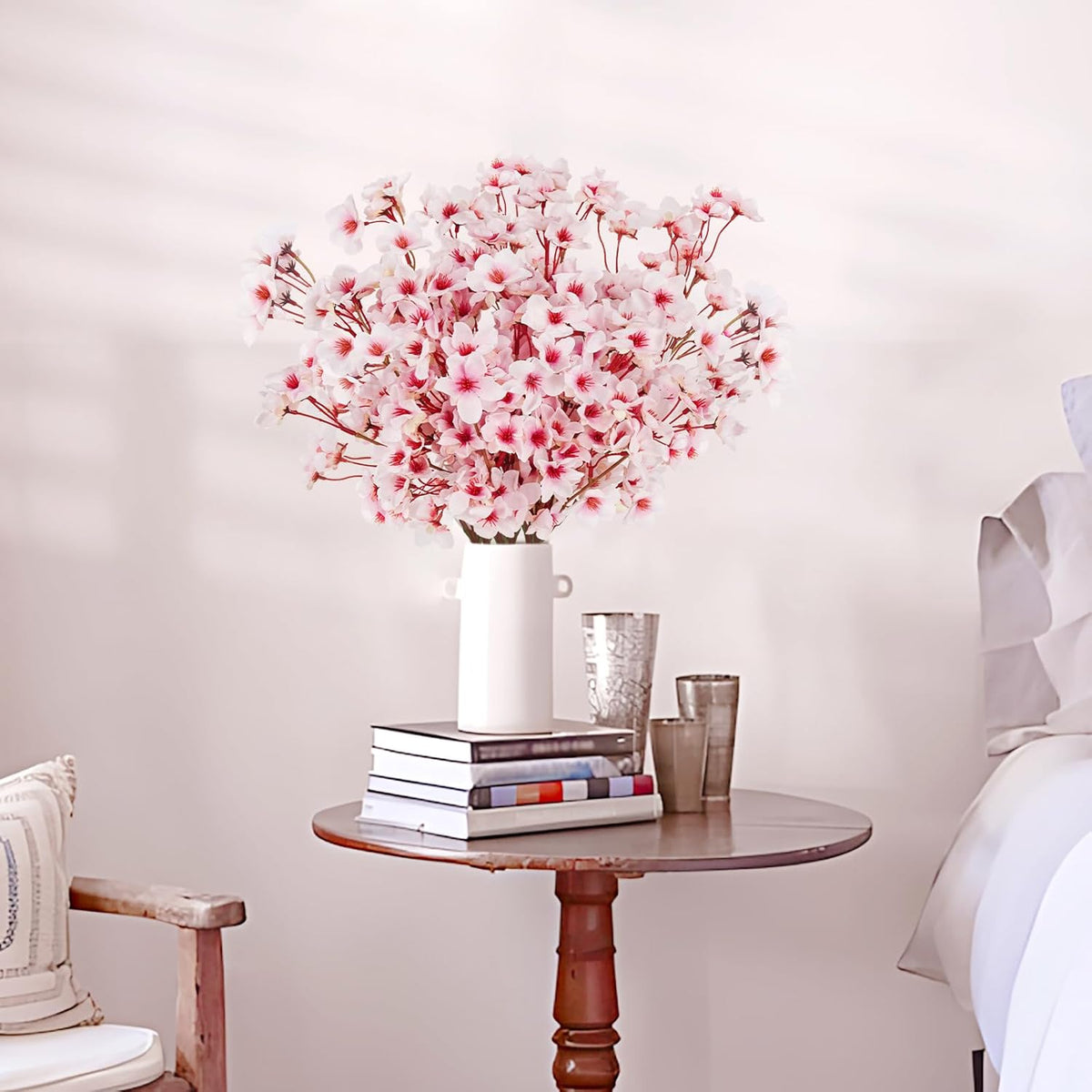 Artificial Cherry Blossom Branches, Faux Silk Cherry Blossom Flowers Fake Spring Cherry Blossom Floral Stems for Vase Wedding Table Centerpieces Indoor Home Decor