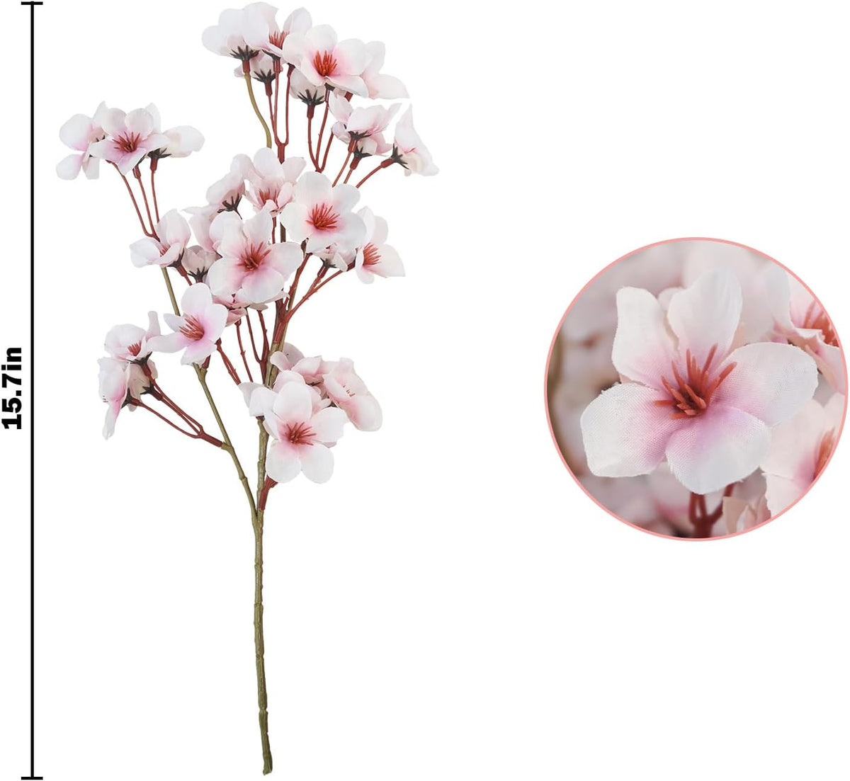 Artificial Cherry Blossom Branches, Faux Silk Cherry Blossom Flowers Fake Spring Cherry Blossom Floral Stems for Vase Wedding Table Centerpieces Indoor Home Decor