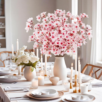 Artificial Cherry Blossom Branches, Faux Silk Cherry Blossom Flowers Fake Spring Cherry Blossom Floral Stems for Vase Wedding Table Centerpieces Indoor Home Decor
