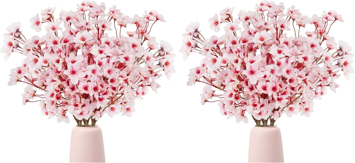 Artificial Cherry Blossom Branches, Faux Silk Cherry Blossom Flowers Fake Spring Cherry Blossom Floral Stems for Vase Wedding Table Centerpieces Indoor Home Decor