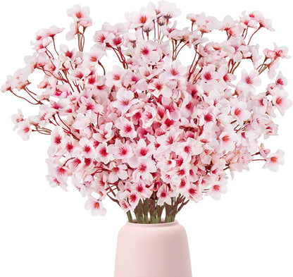 Artificial Cherry Blossom Branches, Faux Silk Cherry Blossom Flowers Fake Spring Cherry Blossom Floral Stems for Vase Wedding Table Centerpieces Indoor Home Decor