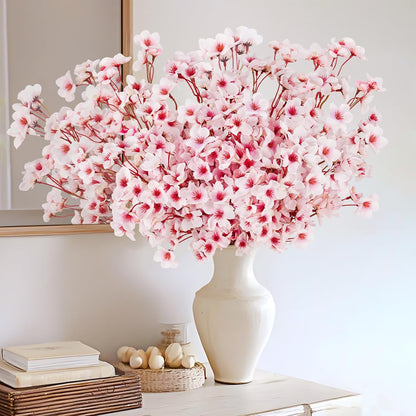 Artificial Cherry Blossom Branches, Faux Silk Cherry Blossom Flowers Fake Spring Cherry Blossom Floral Stems for Vase Wedding Table Centerpieces Indoor Home Decor
