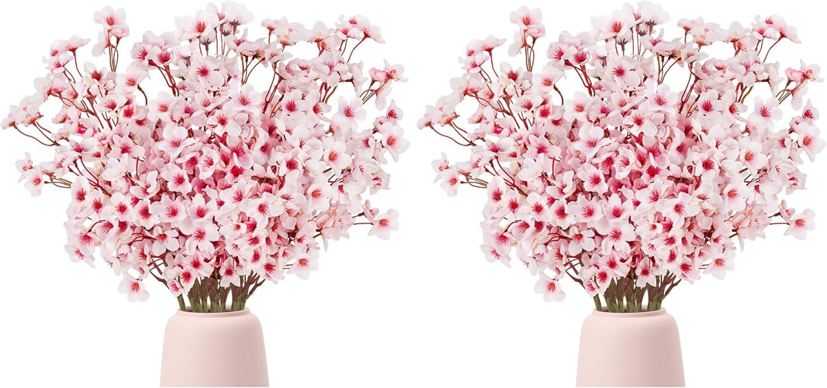 Artificial Cherry Blossom Branches, Faux Silk Cherry Blossom Flowers Fake Spring Cherry Blossom Floral Stems for Vase Wedding Table Centerpieces Indoor Home Decor