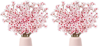 Artificial Cherry Blossom Branches, Faux Silk Cherry Blossom Flowers Fake Spring Cherry Blossom Floral Stems for Vase Wedding Table Centerpieces Indoor Home Decor