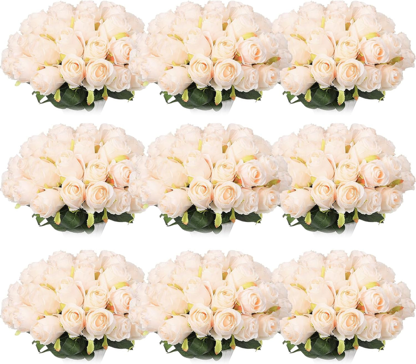 100 Pieces Artificial Roses Flowers Bulk, Long Stem Realistic Fake Silk Roses Bouquet for Table Centerpiece Vases Wedding Party Kitchen Decor(White)