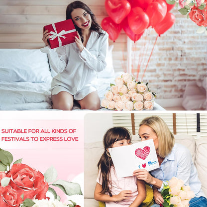 100 Pieces Artificial Roses Flowers Bulk, Long Stem Realistic Fake Silk Roses Bouquet for Table Centerpiece Vases Wedding Party Kitchen Decor(White)