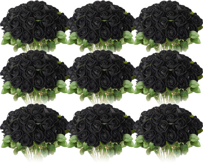 100 Pieces Artificial Roses Flowers Bulk, Long Stem Realistic Fake Silk Roses Bouquet for Table Centerpiece Vases Wedding Party Kitchen Decor(White)