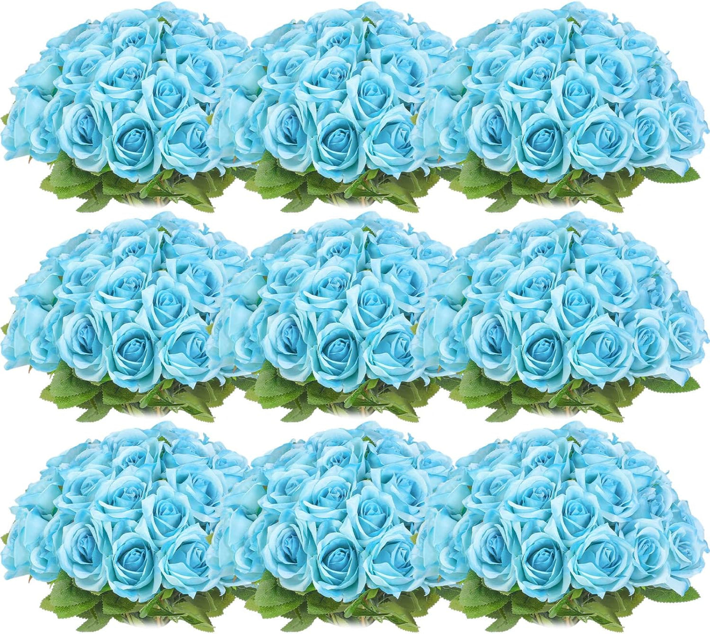 100 Pieces Artificial Roses Flowers Bulk, Long Stem Realistic Fake Silk Roses Bouquet for Table Centerpiece Vases Wedding Party Kitchen Decor(White)
