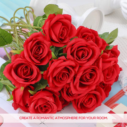 100 Pieces Artificial Roses Flowers Bulk, Long Stem Realistic Fake Silk Roses Bouquet for Table Centerpiece Vases Wedding Party Kitchen Decor(White)